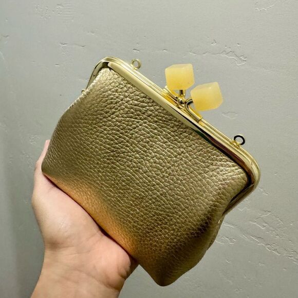 Handmade Genuine Premium Pebble Leather Candy Kisslock Clutch & 2 Chain Styles - Picture 8 of 15